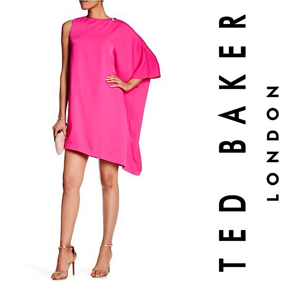 Ted Baker London Hot Pink Aubrey Draped Asymmetrical Dress -3